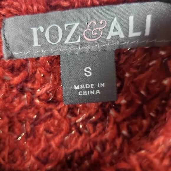 Roz & Ali Scoop Neck Women's 3/4 Sleeve Pullover Sweater w/ Zip Back Size Small - Picture 6 of 7